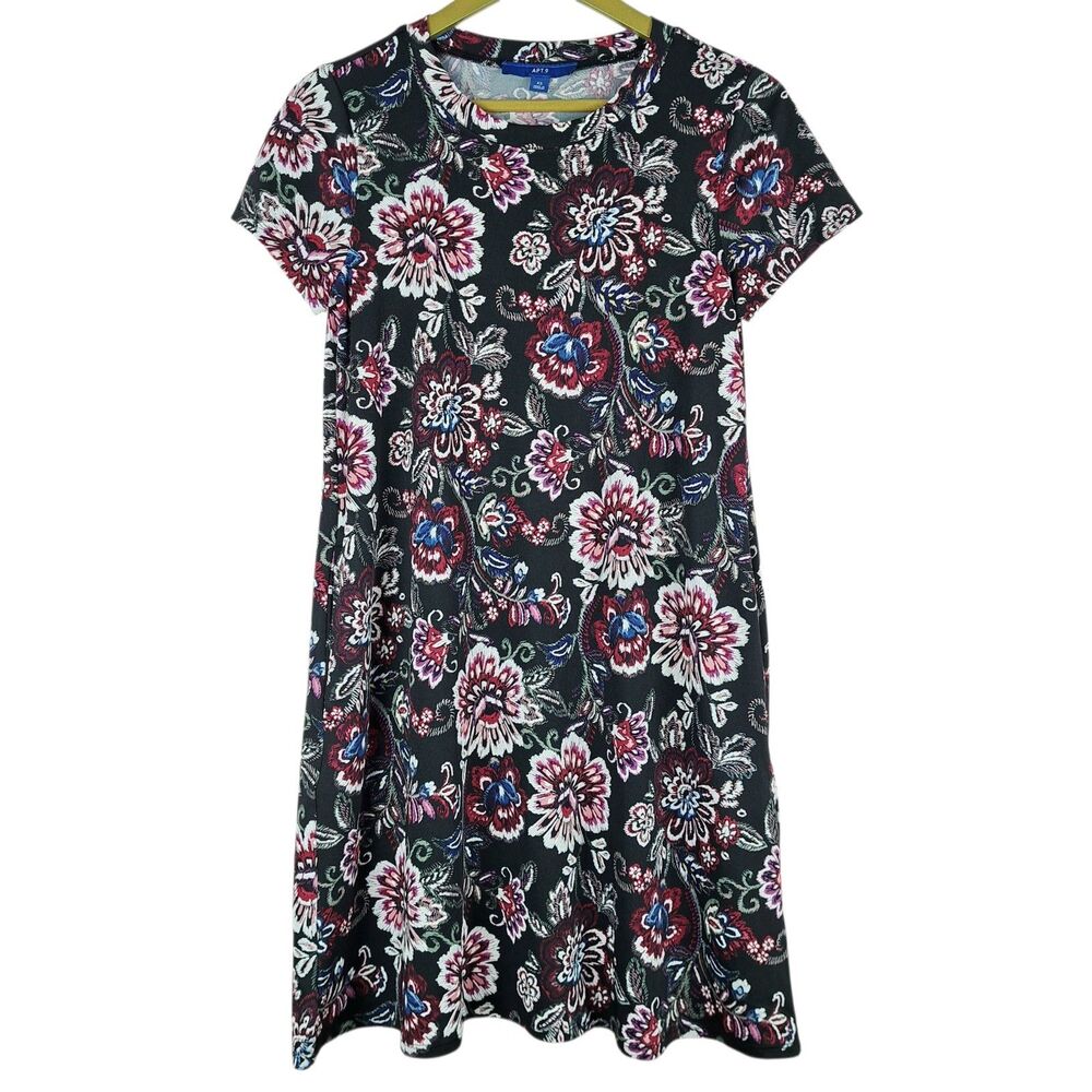 APT. 9 Short Sleeve Floral Dress Pockets Size XS Casual Textured Floral Fabric